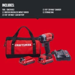 Craftsman® V20* Cordless Brushless 1/4-in Impact Driver Kit -Professional Power Tool Supply Store b9823d67 41ef 43c4 90a7 a04a3dad7902